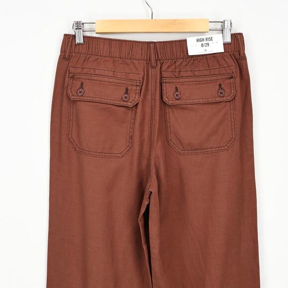 NWT Kensie High-Rise Wide Leg Cargo Trouser Pant Cappuccino Brown Size 8/29 - Picture 3 of 8